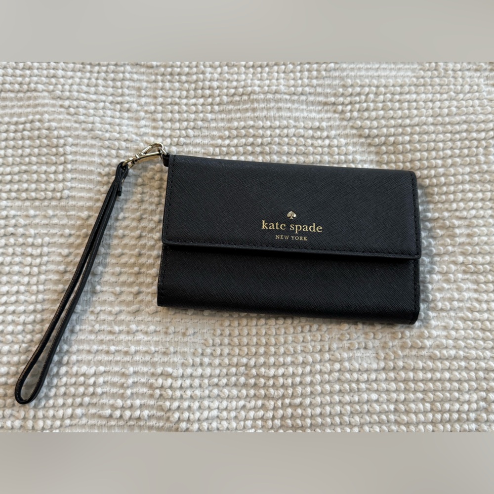 Kate Spade Black Wristlet Wallet EUC